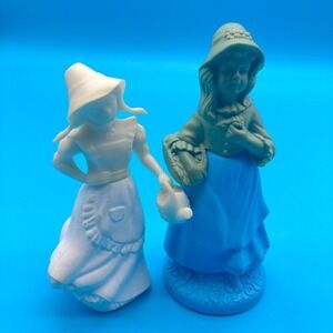 EMPTY Vintage 1970s Avon Mary Mary & Little Girl Blue Figurine Cologne Bottles